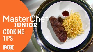 Cooking Tips How To Make Steak Frites  Season 5  MASTERCHEF JUNIOR [upl. by Leidgam845]