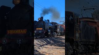 K183 Steam Locomotive departing Eltham for Hurstbridge 2024 Wattle Festival  Train Horn SFX train [upl. by Shermie686]