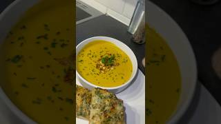 Red lentil and saffron soup with garlic Parmesan cheese bread shorts [upl. by Alaham]