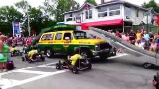 Shriners Mini Go Karts Jumping Ramp In Parade [upl. by Yrohcaz376]