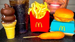 MCDONADS FISH FILLET CORNDOG ICE CREAM CONE DIPPED CHOCOLATE CRISPY FRENCH FRIES BIG BITES ASMR MUK [upl. by Euqinitram103]