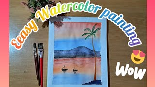 EASY WATERCOLOR PAINTING Simple WATERCOLOR painting 🖼 [upl. by Kutchins]