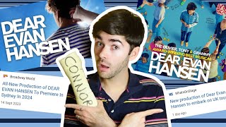 DEAR EVAN HANSEN is back but different  news of the nonreplica UK Tour and Australian premiere [upl. by Hewet]