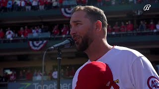 Adam Wainwright sings The StarSpangled Banner at Busch [upl. by Wildee955]