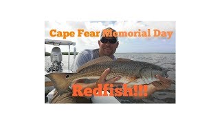 Redfishing the Cape Fear River Southport North Carolina Memorial Day [upl. by Kattie]