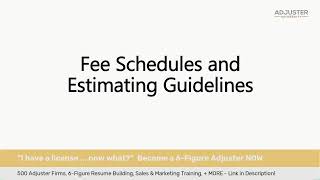 Fee Schedules and Estimating Guidelines for Independent Adjusters  QampA  Adjuster University [upl. by Nyrret]