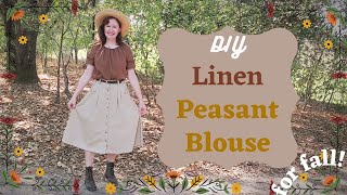 DIY Linen Peasant Blouse for fall [upl. by Ahsiel]