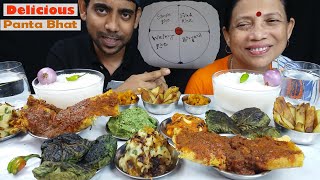 Eating Challenge Panta Bhat with Omelette and Fried Vegetables Bengali Indian Food [upl. by Kapoor]