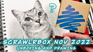 【画材のサブスク】ScrawlrBox November 2022 unboxing amp drawing process [upl. by Sterrett]