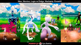 ⭐ Pokemon Go ⭐ Mew Mewtwo Lugia vs Dialga Machamp Excadrill [upl. by Ennaesor61]