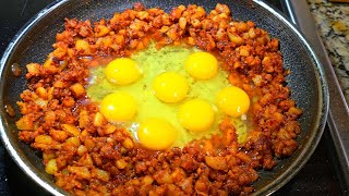 Add eggs to potatoes amp chorizo for the perfect breakfast taco  Papas con chorizo recipe [upl. by Lucais]