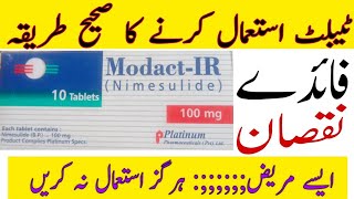 ModactIR 100 mg uses Nimesulide ModectIR tablet Uses side effects and Dosage [upl. by Brawner]