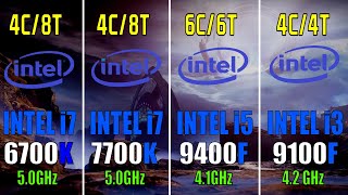 CORE i7 6700K vs CORE i7 7700K vs CORE i5 9400F vs CORE i3 9100F  PC GAMES TEST [upl. by Hansen]