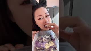 ASMR EATING SHAVED CRUNCHY ICE MATCHA AND MILK POWDER WITH PASSION FRUIT [upl. by Burnley169]