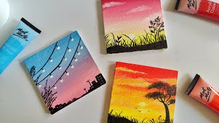 3 Paintings for beginners  3 mini canvas paintings  aesthetic paintings [upl. by Ruella992]