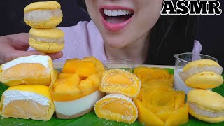 ASMR YELLOW DESSERT MOCHI  CREPE CAKE  MACARON  CAKE EATING SOUNDS NO TALKING  SASASMR [upl. by Tnomal310]