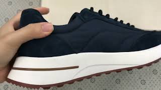 LORO PIANA Weekend Walk Suedetrimmed Shell Trainers In Navy [upl. by Nunnery407]