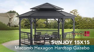 Sunjoy 15 x 15 Hexagon DIY Metal Gazebo for Backyard Garden Patio Shade [upl. by Steven]