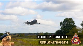 THIS HAS TO BE OUR LOWEST LOW F35 TAKE OFF UNRESTRICTED CLIMB TREE SKIMMING • USAF RAF LAKENHEATH [upl. by Ellehcem]