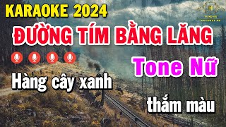 Karaoke Đường Tím Bằng Lăng Tone Nữ Beat Nhạc Sống Rumba  Trọng Hiếu [upl. by Aihsena821]