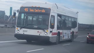 RTL Longueuil 2021 Novabus lfs Hev Hybrid 22117 on Route 45 to Terminus Panama on Champlain Bridge [upl. by Setiram977]