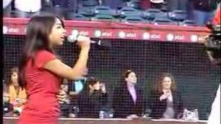 National Anthem Singer Angel Stadium Sara Lobato 12 yrs old [upl. by Snowman]