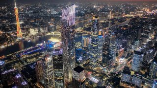 Guangzhou City 4K Aerial View Night  China  lalin photography [upl. by Kushner]