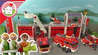 Playmobil Fireman  Fire Truck  The Nursery School Visits the Fire Station  The Hauser Family [upl. by Allister515]