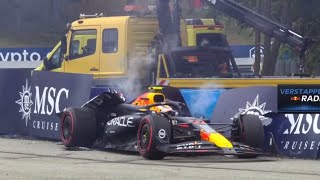 F1 Hungary 2024 Qualifying  Sergio Perez Crash [upl. by Notffilc]