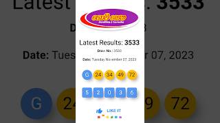 Govisetha 3533 20231107 lottery results Lottery Results Lotherai dinum anka 3533 NLB Lotte [upl. by Menzies]