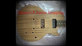 Stripping Nitrocellulose Paint  Lacquer From Gibson Les Paul Junior Nitro [upl. by Santa]