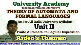 TAFL25Theory of Automatafinite automata to regular expressionArdens theoremAlgebraic Method [upl. by Robby156]