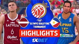 PHILIPPINES vs LATVIA  FIBA OQT Full Game Highlights  NBA2K24 [upl. by Haiasi]