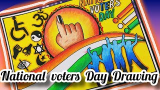 National voters day drawingमतदाता जागरूकता ड्राइंग voters awareness drawingvoter utsav [upl. by Siekram]