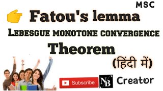 Fatous lemma and lebesgue monotone convergence theorem  Real analysis [upl. by Eiveneg]