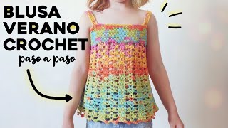 CÓMO TEJER BLUSA DE VERANO A CROCHET top  túnica  salida de baño a crochet  TUTORIAL PASO A PASO [upl. by Siloam715]