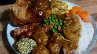 Roast Pork Dinner With Yorkshire Puddings amp Real Gravy sundayroast pork yorkshirepudding gravy [upl. by Olli]