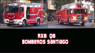 Bomberos Santiago Unidades RX8 y Q8 saliendo desde su cuartel a emergencias AIR HORNS [upl. by Atram218]