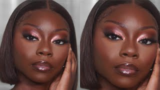 Viral “Latte” Makeup Look On Dark Skin  Trying New Makeup Products [upl. by Oralee757]