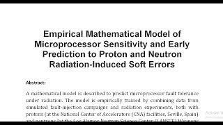 Empirical Mathematical Model of Microprocessor Sensitivity and Early Prediction to Proton and Neutro [upl. by Jesus]