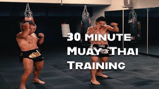 Muay Thai Training with Ajahn Suchart  30 Minute workout technique and stretching [upl. by Ayotna]