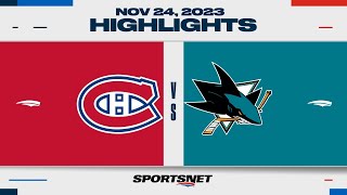 NHL Highlights  Canadiens vs Sharks  November 24 2023 [upl. by Santini]