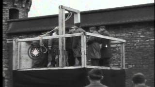 A Nazi war criminal is brought to scaffold for execution by method of hanging in HD Stock Footage [upl. by Ecyor]