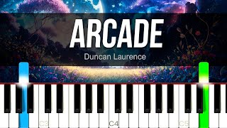 Arcade  Duncan Laurence  PIANO SHEET MUSIC  MIDI 🎹 [upl. by Eitteb]