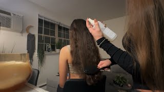 asmr hair brushing scalp scratching braiding spraying sounds lofi [upl. by Yerrot]