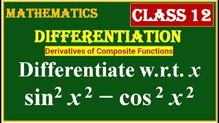 DIFFERENTIATION  Differentiate wrt x sin2 x2 − cos2 x2 [upl. by Asirap722]