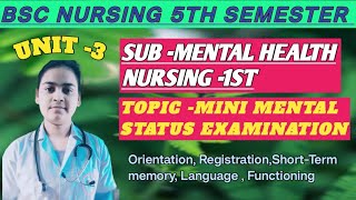 MINI MENTAL STATUS EXAMINATION  MENTAL HEALTH NURSING 1  BSC NURSING 5TH SEMESTER [upl. by Chute521]