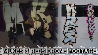 Graffiti Artists Climbing the Side of a Building  MUKES and REDS in Miami  Full Drone Footage [upl. by Tnerual]