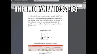 Thermodynamics 463 A 10ft3 tank contains oxygen initially at 147 psia and 80°F A paddle wheel [upl. by Eitsim118]