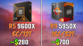 AMD RYZEN 5 9600X vs RYZEN 9 5950X  Test in 6 Games [upl. by Mosnar]